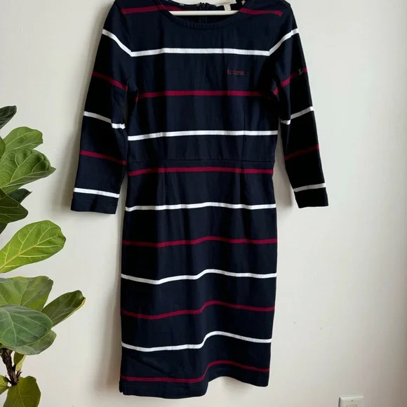 Barbour Oyster Striped Dress Blue Multi Size 6 Cotton - Picture 5 of 14
